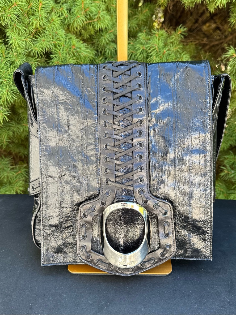 Vintage Armani Versace Eel Skin Crossbody Bag